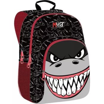 Luna: Must Team cápás lekerekített 3 rekeszes iskolatáska, hátizsák 32x18x43cm kép