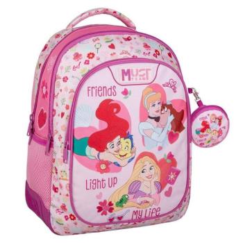 Luna: Must Team Disney hercegnős lekerekített 3 rekeszes iskolatáska, hátizsák 32x18x43cm kép