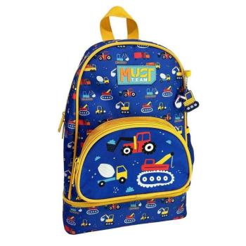 Luna: Must Team Munkagép mintás lekerekített, izoterm ovis hátizsák 25x14x36cm kép