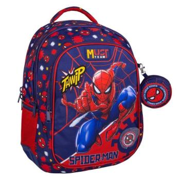 Luna: Must Team Pókember Thwip lekerekített 3 rekeszes iskolatáska, hátizsák 32x18x43cm kép