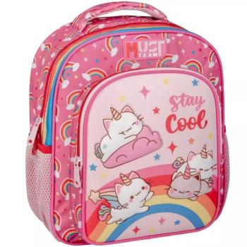 Luna: Must Team unikornis cicák lekerekített 2 rekeszes ovis hátizsák 27x10x31cm