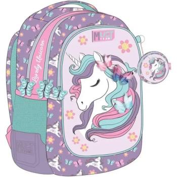 Luna: Must Team Unikornis lekerekített 3 rekeszes iskolatáska, hátizsák 32x18x43cm kép