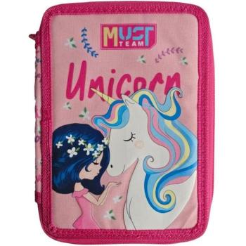 Luna: Must Team unikornis mintás rózsaszín 2 szintes töltött tolltartó 15x5x21 cm kép