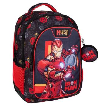 Luna: Must Team Vasember lekerekített 3 rekeszes iskolatáska, hátizsák 32x18x43cm kép