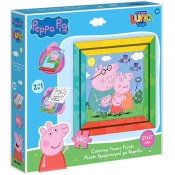 Luna: Peppa malac 2 az 1-ben 64db-os színezhető puzzle kerettel kép