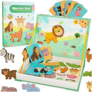 Mágneses könyvpuzzle mágneses szafari állatok 47 darabos.