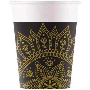 Mandala fekete-arany papírpohár 8db-os szett 200ml kép