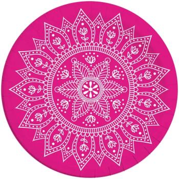 Mandala fukszia-fehér 8db-os papírtányér szett 23cm-es