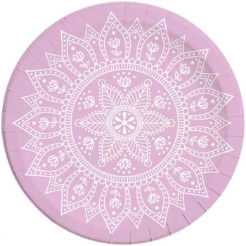 Mandala lila-fehér 8db-os papírtányér szett 23cm-es kép