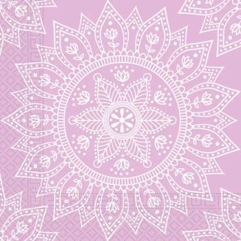 Mandala lila-fehér papírszalvéta szett – 2 rétegű, 33x33 cm, 20db kép