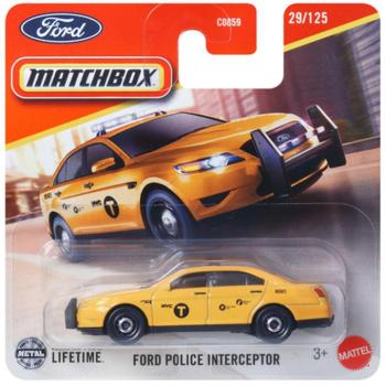 Matchbox: Ford Police Interceptor sárga kisautó 1/64 - Mattel kép