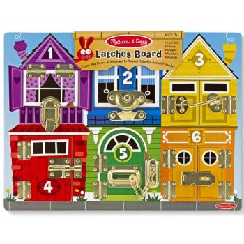 Melissa&Doug: Zárak és reteszek készségfejlesztő fa matató tábla - Spin Master kép