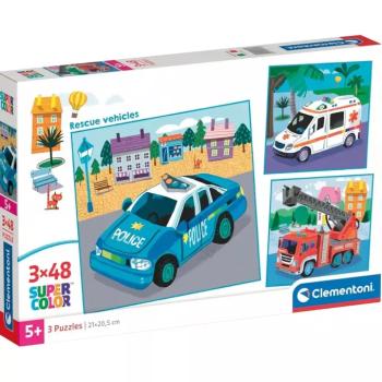 Mentőjárművek 3x48db-os Supercolor puzzle - Clementoni kép