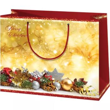 Merry Christmas mintás közepes ajándéktáska 23x10x17,8cm kép
