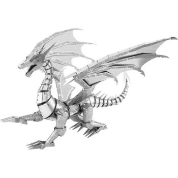 Metal Earth ICONX Ezüst Sárkány - nagyméretű lézervágott acél makettező szett kép