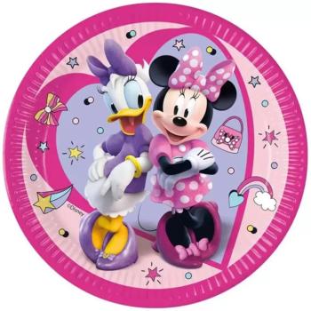 Minnie egér és Daisy mintás rózsaszín papírtányér 8db-os szett 23cm kép