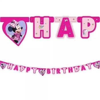 Minnie egér és Daisy szülinapi ;Happy Birthday; feliratú party banner 200cm kép