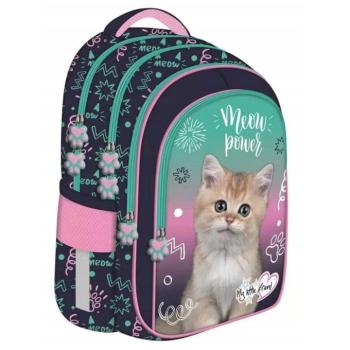 MLF Kitty Party cica mintás 4 rekeszes iskolatáska, hátizsák BPL58 40x29x19 cm kép