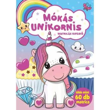 Mókás unikornis - matricás kifestő kép