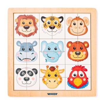 Montessori Szafari állatfejes fa kirakó - Woodyland