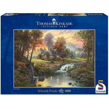 Mountain Retreat, Thomas Kinkade, 1000 db (58445) Holzhaus am Bach kép