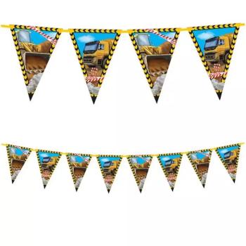 Munkagép mintás party zászlófüzér 230cm kép