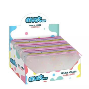 Must: Confetti dizájnos szilikon tolltartó négyféle változatban 20x10cm