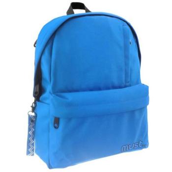 Must: Lekerekített kék négyrekeszes iskolatáska, hátizsák 32x17x42cm kép