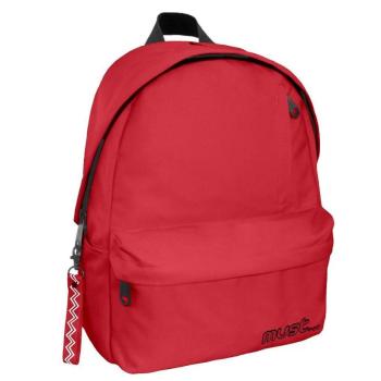 Must: Lekerekített piros négyrekeszes iskolatáska, hátizsák 32x17x42cm kép