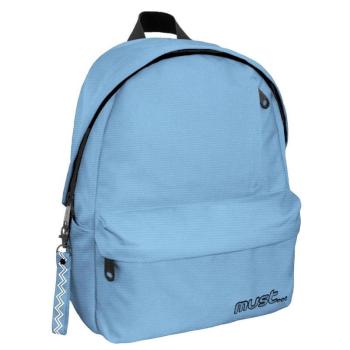 Must: Lekerekített világoskék négyrekeszes iskolatáska, hátizsák 32x17x42cm kép