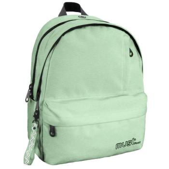 Must: Négyrekeszes lekerekített világoszöld iskolatáska, hátizsák 32x19x42cm kép