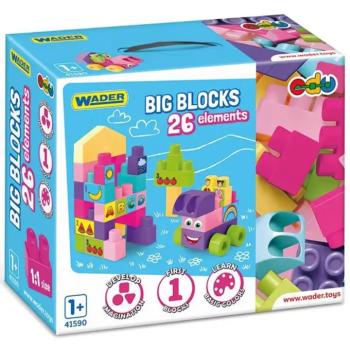 Nagy építőkocka szett rózsaszín elemekkel 26db-os - Wader kép
