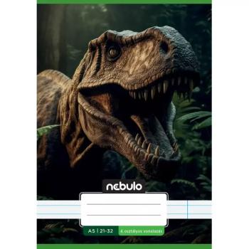 Nebulo: T-Rex mintás 4.osztályos vonalas füzet A/5 21-32 kép
