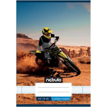 Nebulo: Tűzött 3. osztályos cross motoros a sivatagban mintás vonalas füzet 12-32 A/5 kép
