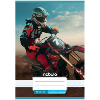 Nebulo: Tűzött 4. osztályos versenymotoros mintás vonalas füzet 21-32 A/5