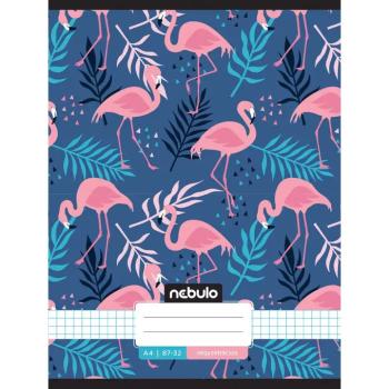 Nebulo: Tűzött kockás flamingó mintás füzet 87-32 A/4