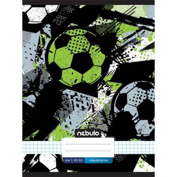 Nebulo: Tűzött kockás football labda mintás füzet 87-32 A/4 kép