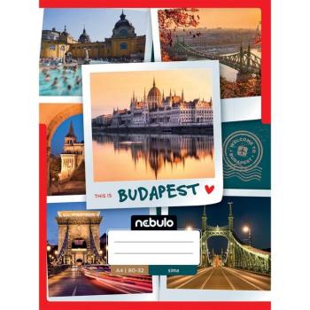 Nebulo: Tűzött sima Budapest mintás füzet 80-32 A/4 kép