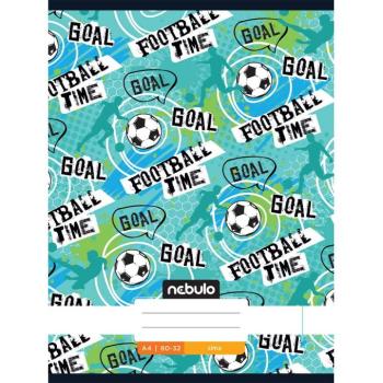 Nebulo: Tűzött sima Football time feliratos füzet 80-32 A/4