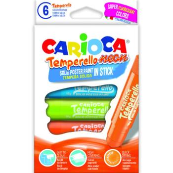 Neon tempera stick 6db-os szett - Carioca kép
