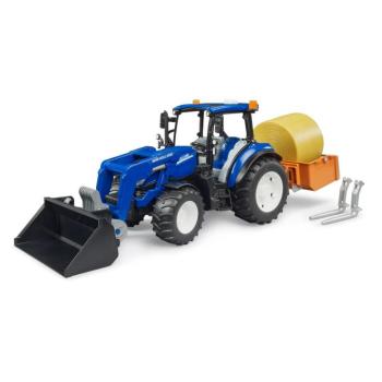 New Holland T5.120 homlokrakodóval, billenő ládával és villákkal - Bruder 2187 kép