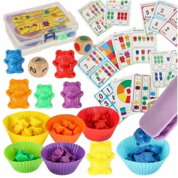 Oktató mackó játék tanulás számolás színfelismerés Montessori készlet fejlesztő szórakozás 44 darabos. kép