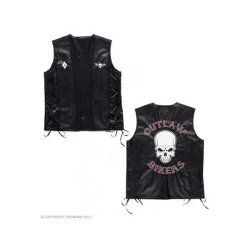 Outlaw Bikers fekete motoros mellény, bőr hatású férfi jelmez XXL-es méretben kép