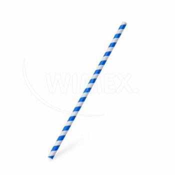 Papír szívószál spirál kék `JUMBO` Ø8mm x 25cm [100 db] kép