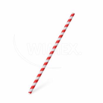 Papír szívószál spirál piros `JUMBO` Ø8mm x 25cm [100 db] kép