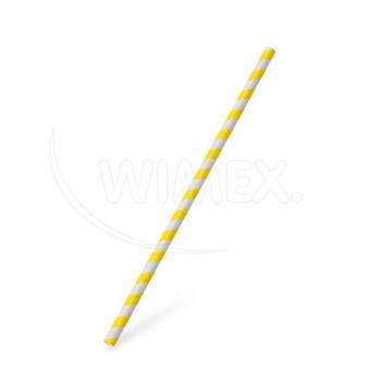 Papír szívószál spirál sárga `JUMBO` Ø8mm x 25cm [100 db]