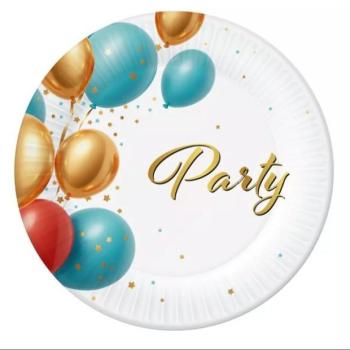 Papírtányér Party felirattal, 18 cm - 6 db-os kép