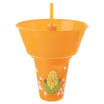 Pártpohár szívószállal és snack tálkával - Narancssárga kép