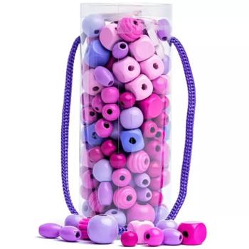 Pink fa gyöngyszett tégelyben kép