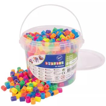 PlayBox: 9mm-es XL MAXI neon színű vasalható gyöngyök vödörben 900db-os csomag kép